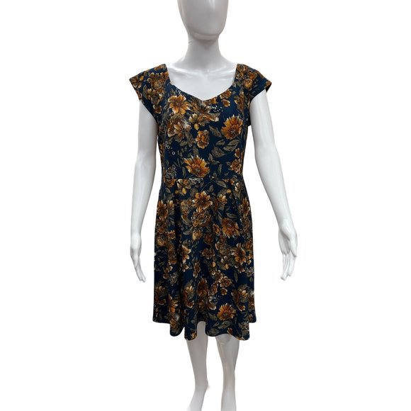 Gilli Dresses & Skirts - Gilli Women’s Navy Floral Sleeveless Dress Size Large SKU 652